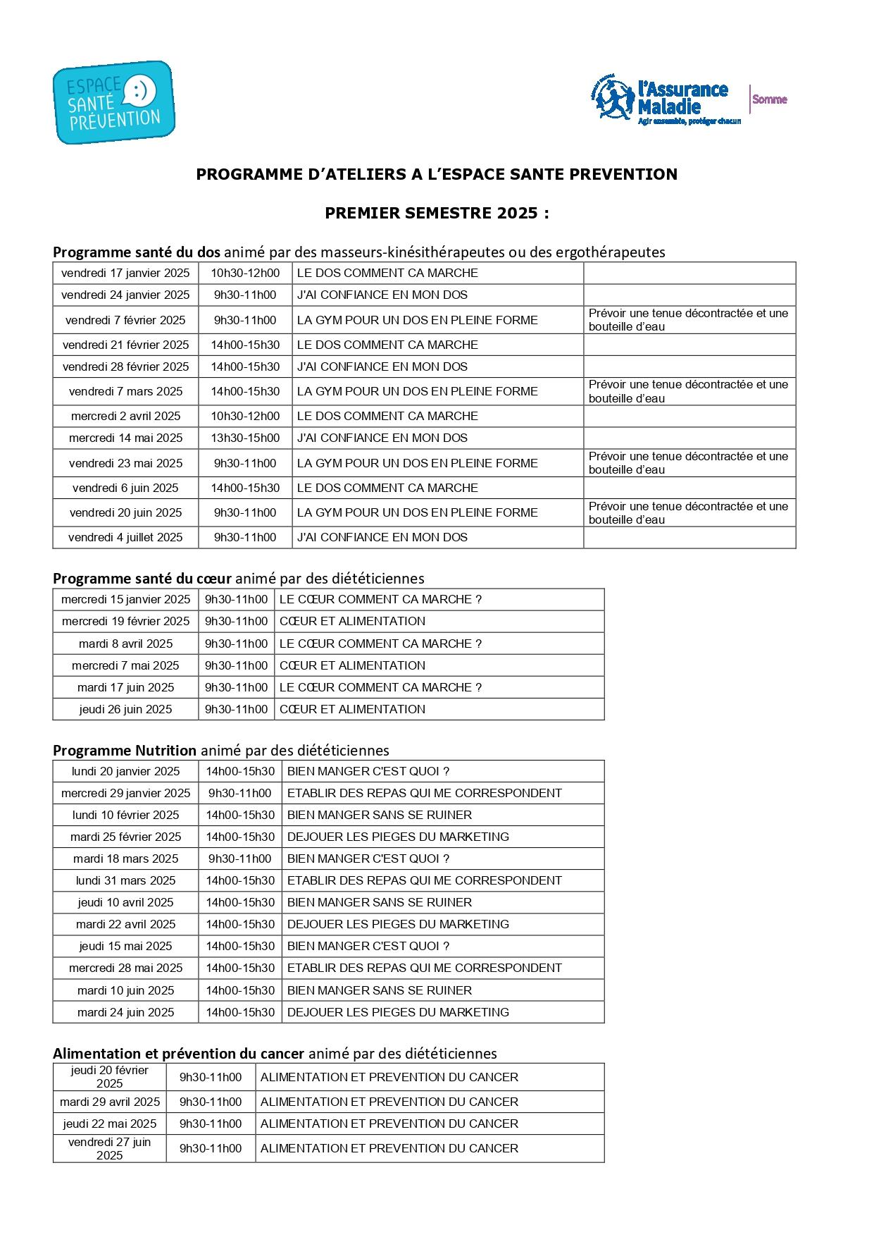 Programme animations espace sante prevention 1er semestre 2025 page 0001